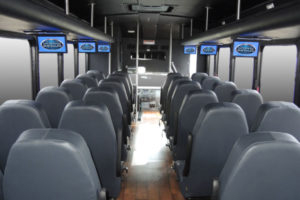 Back View of Interior of 32 Passenger Bus