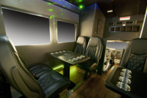 Front Interior Table Seating of 30 Passenger Limo Bus