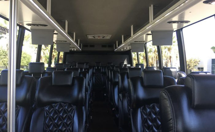 Front View of Interior of 44 Passenger Bus