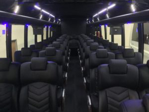 Front View of Interior of 44 Passenger bus