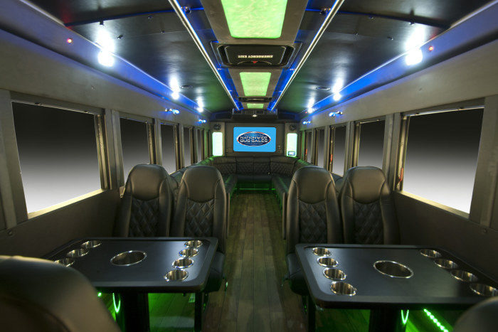 Interior Seating in Ford Starcraft 30 Passenger Party Bus